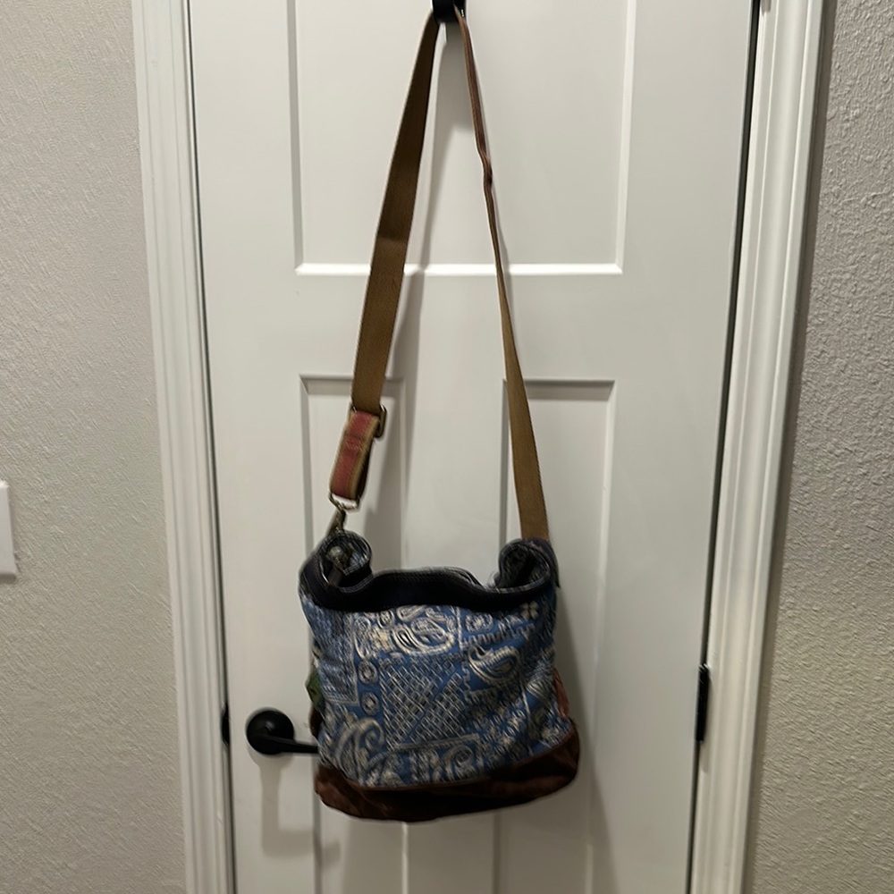 Lucky Brand Blue and Brown Patterned Shoulder/Crossbody Handbag